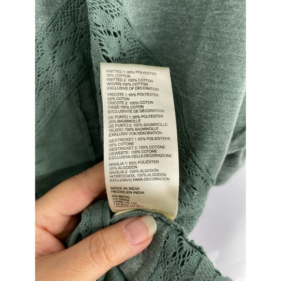 Free People NWT Fall in Love Lace Inset Ruffle Bottom Tee Washed Army Medium New - Picture 7 of 10